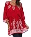 Sakkas Women's Embroidered Batik Gauzy Cotton Tunic Blouse