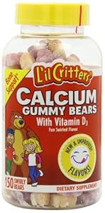 L'il Critters Calcium Gummy Bears with Vitamin D3, Fun Swirled Flavor, 150-Count