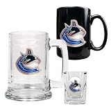 NHL Vancouver Canucks 15-Ounce Tankard, 15-Ounce Ceramic Mug & 2-Ounce Shot Glass Set - Primary Logo