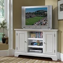 Home Styles 5530-07 Naples Corner Entertainment Credenza, White Finish