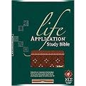 Holy Bible (King James Version, Brown, Simulated Leather, Cross Design) (Life Application Study Bible) (Paperback)