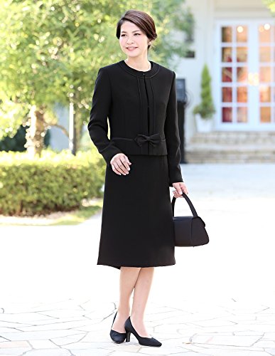 喪服・礼服 サテンラインノーカラーアンサンブル ブラックフォーマル BS-903[5～21号]