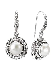 925 Silver & Mabe Pearl Intricate Scroll Earrings