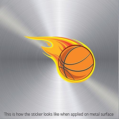 Decal Sticker Basketball With Flames waterproof Games Specialty Motorbike V (14 X 9.21 In)