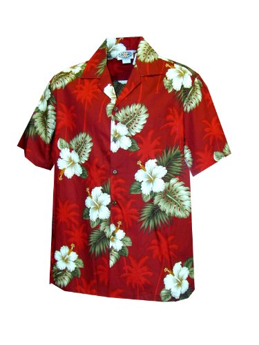 Pacific Legend Mens White Hibiscus Monstera Shirt