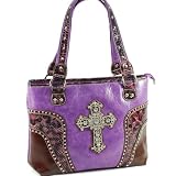 Designer Inspired Real Like Synthetic Leather Western Cross Sign Accent Shoulder Handbag – Select a color