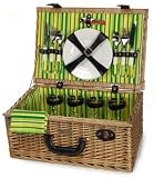 Picnic & Beyond Springtime Elite Willow Picnic Basket for Four