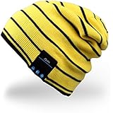 Mydeal Bluetooth Beanie Slouchy Knit Skully Beanie Cap Hat with Wireless Bluetooth Headphone Headset Earphone Music Audio Hands-free Phone Call for Winter Sports Fitness Gym Exercise Workout - Yellow