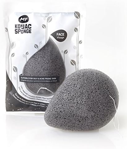 MY Konjac Sponge All Natural Korean Facial Sponge with Activated Bamboo Charcoa by My Konjac Sponge