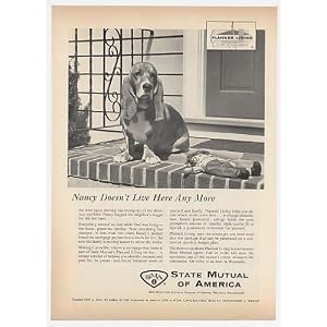 1961 Basset Hound Dog Photo SMA State Mutual of America Insurance Print Ad (22558)