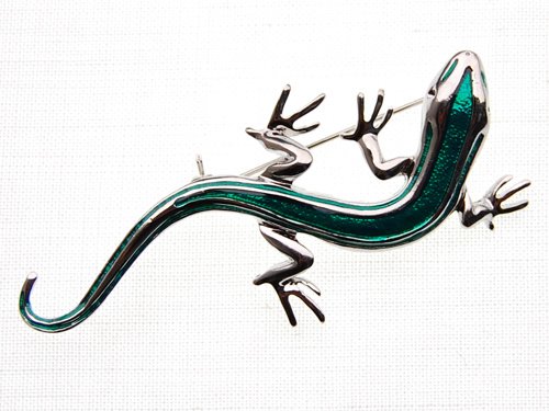 Exquisite Emerald Enamel Body Gloss Gecko Animal Crawl Skinny Costume Brooch Pin