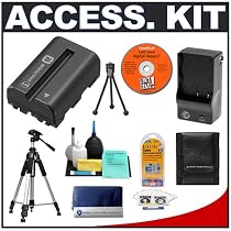 Sony NP-FM500H Rechargeable Battery Pack (NP-FM55H Replacement) with Charger + Tripod + Cameta Bonus Accessory Kit for Sony Alpha DSLR-A100 & A700