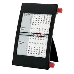 3-Monats-Tischkalender f�r 2012 + 2013, schwarz/rot, mit Drehmechanik