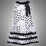Rare Editions GIRLS 2T-6X BLACK WHITE SCATTERED DOT BOW SHOULDER TRAPEZE CHIFFON Special Occasion Flower Girl Party Dress
