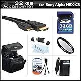 32GB Accessories Kit For Sony Alpha NEX-C3 NEX-7 NEX-5N Digital Camera Incl ....