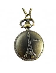 Youyoupifa Wholesale 5pcs/lot Unique Retro Design Bronze Eiffel Tower Pattern Cover Full Hunter Quartz Pocket Watch NBW0PD7108-CO3