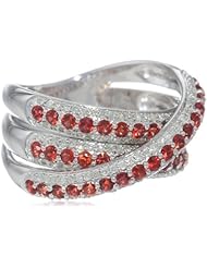 Sterling Silver Red Sapphire and 1/2cttw Diamond Criss-Cross Ring, Size 7