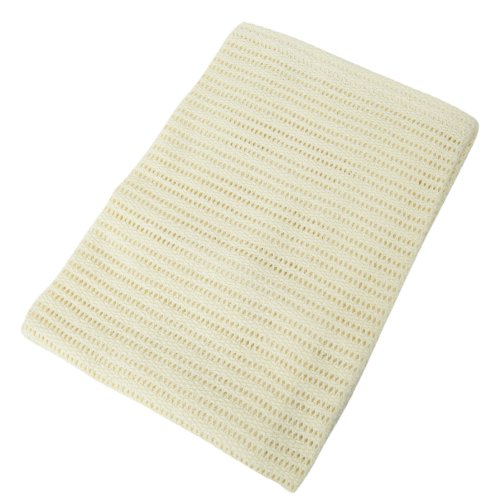 Baby Cellular Allergy Free 100% Cotton Large Cot/Crib Blanket (6 Colors) (40 Inches x 60 Inches (approx)) (White)