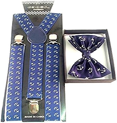 Brand New Anchor Suspenders Bow Tie Combo Wedding Tuxedo Suite Accessories