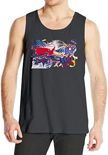Cool Mens Funny Summer American Eagles America Flag Tank Tops Vest Jersey Black XX-Large