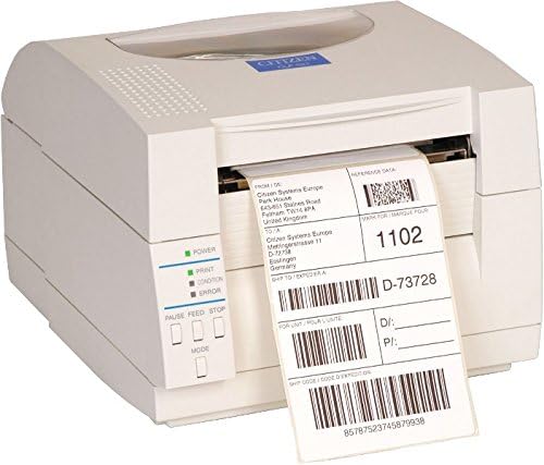 Citizen America CL-S521-E-GRY CL-S521 Series Direct Thermal Barcode and Label Printer with Ethernet Connection, Front Exit, 4" Maximum Print Width, 203 DPI Resolution, Gray