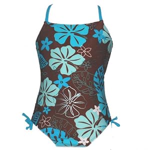 Angel Beach Girls Brown Floral Swimwear Bathing Suit 8-16
