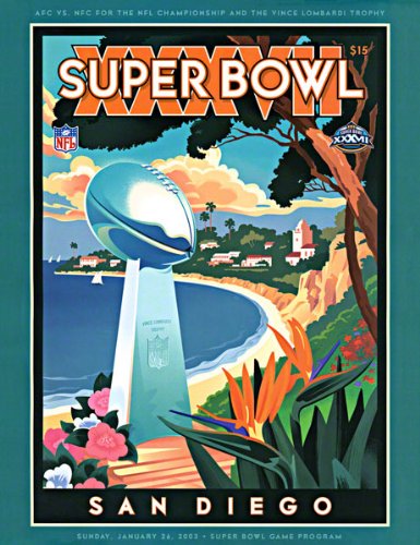 Canvas 22 x 30 Super Bowl XXXVII Program Print | Details: 2003, Buccaneers vs Raiders