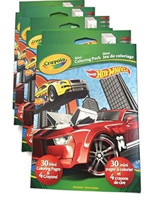 4 Pack Crayola Hot Wheels Cars Mini Coloring Pages 4 Crayons Party Favors
