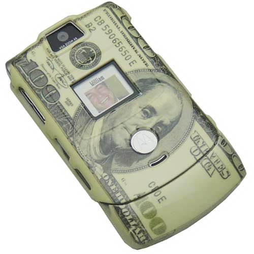 Motorola V3 RAZR Money Crystal Case - Includes TWO Bonus Personal Charm Straps!