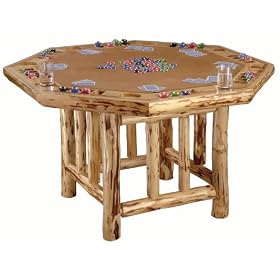 Rush Creek Log Cabin Style Octagon Poker Table