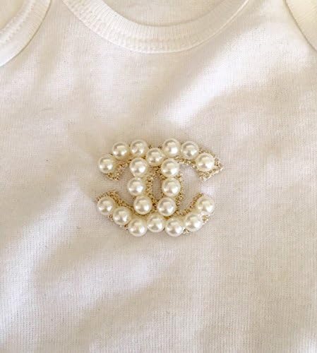 Handmade Newborn Baby &amp; Toddler Chanel Pearl inspired Onesie Bodysuit! Classic!
