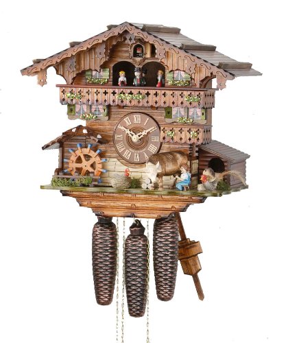 Hekas 8-Day Musical Cuckoo Clock with Turning Waterwheel and Dancers