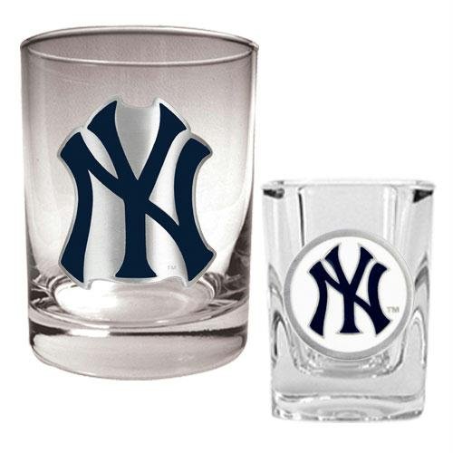 MLB New York Yankees Rocks Glass & Square Shot Glass Set - Primary Logo