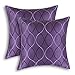 CaliTime Pack of 2 Cushion Covers Throw Pillow Cases Shells for Home Sofa Couch Modern Waves Lines Embroidered 18 X 18 Inches Purple
