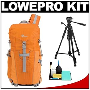 Lowepro Photo Sport Sling 100 AW Digital SLR Camera Backpack Case (Orange) + Tripod Kit for Canon Rebel T2i, T3, T3i, EOS 60D, 5D, 7D Nikon D3100, D5100, D7000, D300s & Sony Alpha A33, A35, A55, A65, A77, A560, A580