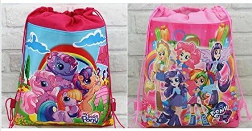 2Pcs My Little Ponies A Non-woven Cartoon Drawstring Backpacks Shopping Bags Kids Children Party Gifts