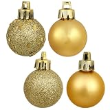 18ct Gold Glamour Shatterproof 4-Finish Christmas Ball Ornaments 1.25" (30mm)