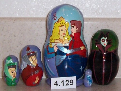Sleeping beauty Russian Nesting Nested Stacking Doll. 5 Pieces / 4 in Tall #4.129