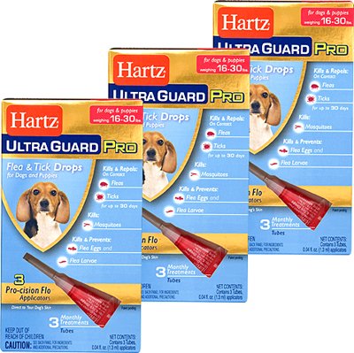 Hartz UltraGuard PRO Flea and Tick Drops for Dogs 16 30 lb. - 3 pk.