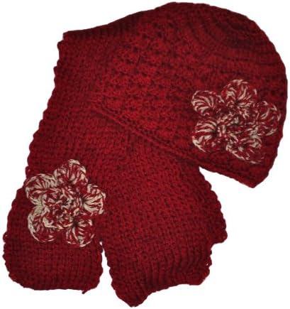 Tom Girls Clothing Girls Flower Scarf Hat Set- One Size Red