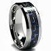 8MM Men's Tungsten Carbide Ring W/ BLACK & BLUE Carbon Fiber Inaly Sizes 5 to 15