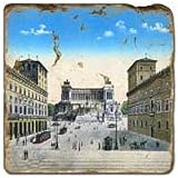 Carrelage en marbre, motif Rome antique C, finition antique, illet pour l'accroche, pieds antidérapants, dimensions: L 20 x l 20 x h 1 cm