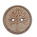 Souarts Natural Color Round Shape 2 Holes Wood Wooden Buttons Life Tree Printed 25mm Pack of 50pcs