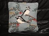 BLUE BIRDS WOOL HOOKED PILLOW