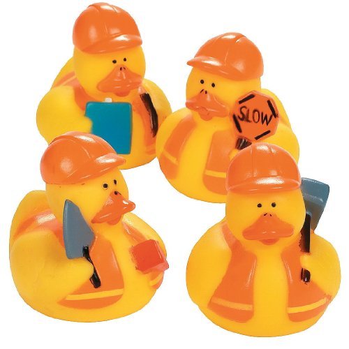One Dozen (12) Construction Worker Rubber Ducky Party Favors