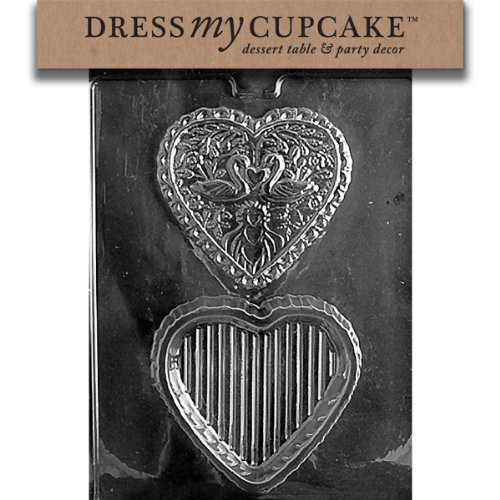 Dress My Cupcake DMCW032SET Chocolate Candy Mold, Swan Heart Pour Box, Set of 6