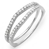 0.33 Carat (ctw) 14K White Gold Round White Diamond Anniversary Enhancer Guard Matching Wedding Chevron Ring Band 1/3 CT
