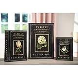 3 Printed Canvas Book Boxes with Botanique Design