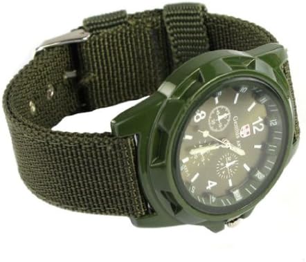 Green Cool Army Racing Force Military Officer Fabric Band Watch for Men
