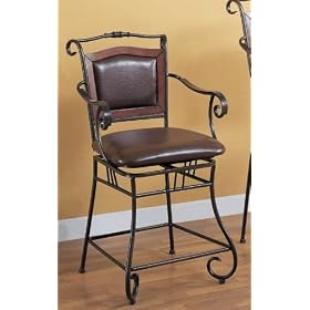 24h Scroll Motif Bar Stool In Metal Finish by AtHomeMart